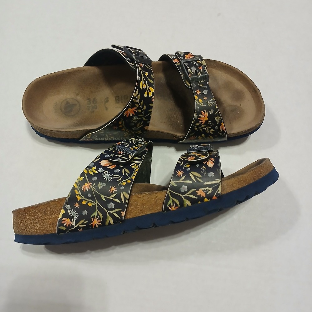 Birkenstock Sydney Vegan Birko-Flor Floral Slide Sandal Women 6 36 Multicolor